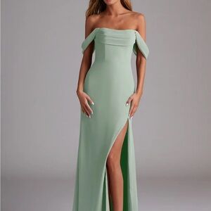 Azazie Saige Bridesmaid Dress in Agave